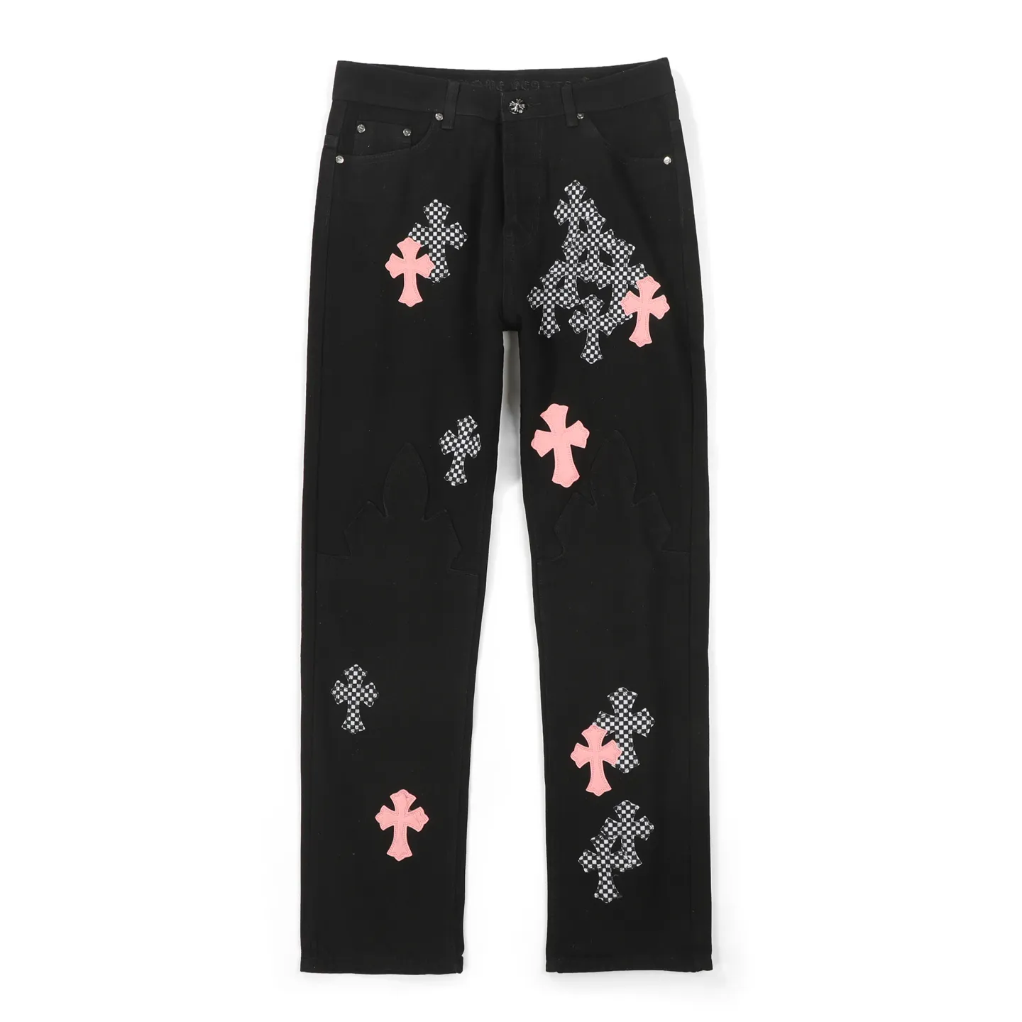 P280 Chrome Hearts ch Chrome Hearts Cherry Blossom Pink Checkerboard Cross Patch Leather Jeans, Original 5W+ It is well known that chromehearts jeans use vintage Levis jeans as the base for creation. They usually add their own unique silver buckles and silver ornaments, plus leather embellishments. This is the reason why the value of these vintage jeans doubles. Because the base is vintage jeans, the jeans themselves have been very soft and comfortable after years of baptism. This can be distinguished from ordinary jeans. Regarding the size, you should also refer to the pants data. Size: 28 30 32 34 (corresponds to S-XL) Size chart: 28 Waist 76 Pants length 104 Hips 102 30 Waist 80 Pants length 105 Hips 106 32 Waist 84 Pants length 106 Hips 110 34 Waist 88 Pants length 107 Hips 114